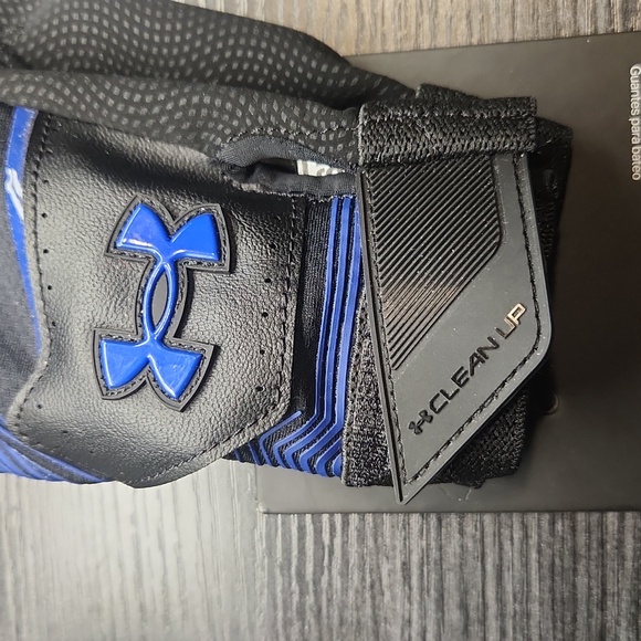 Under Armour Clean up Batting Gloves,Black (008)/Blue YSM JP/JCH (Small) - Picture 4 of 4